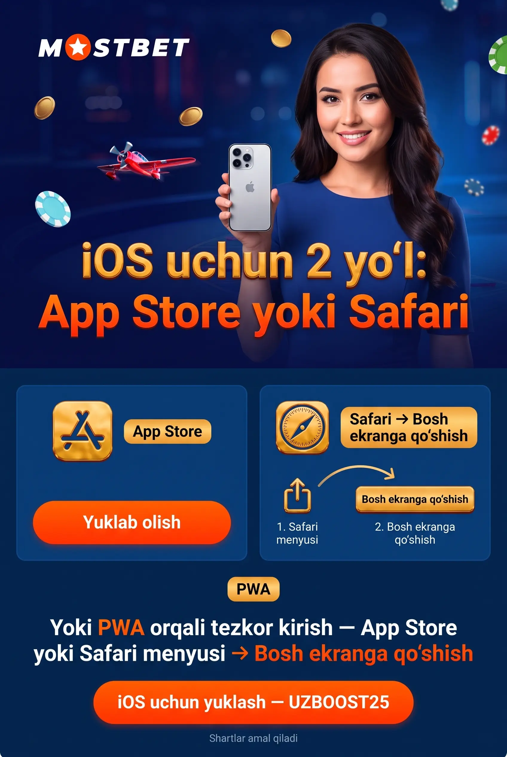 iOS'da Mostbet