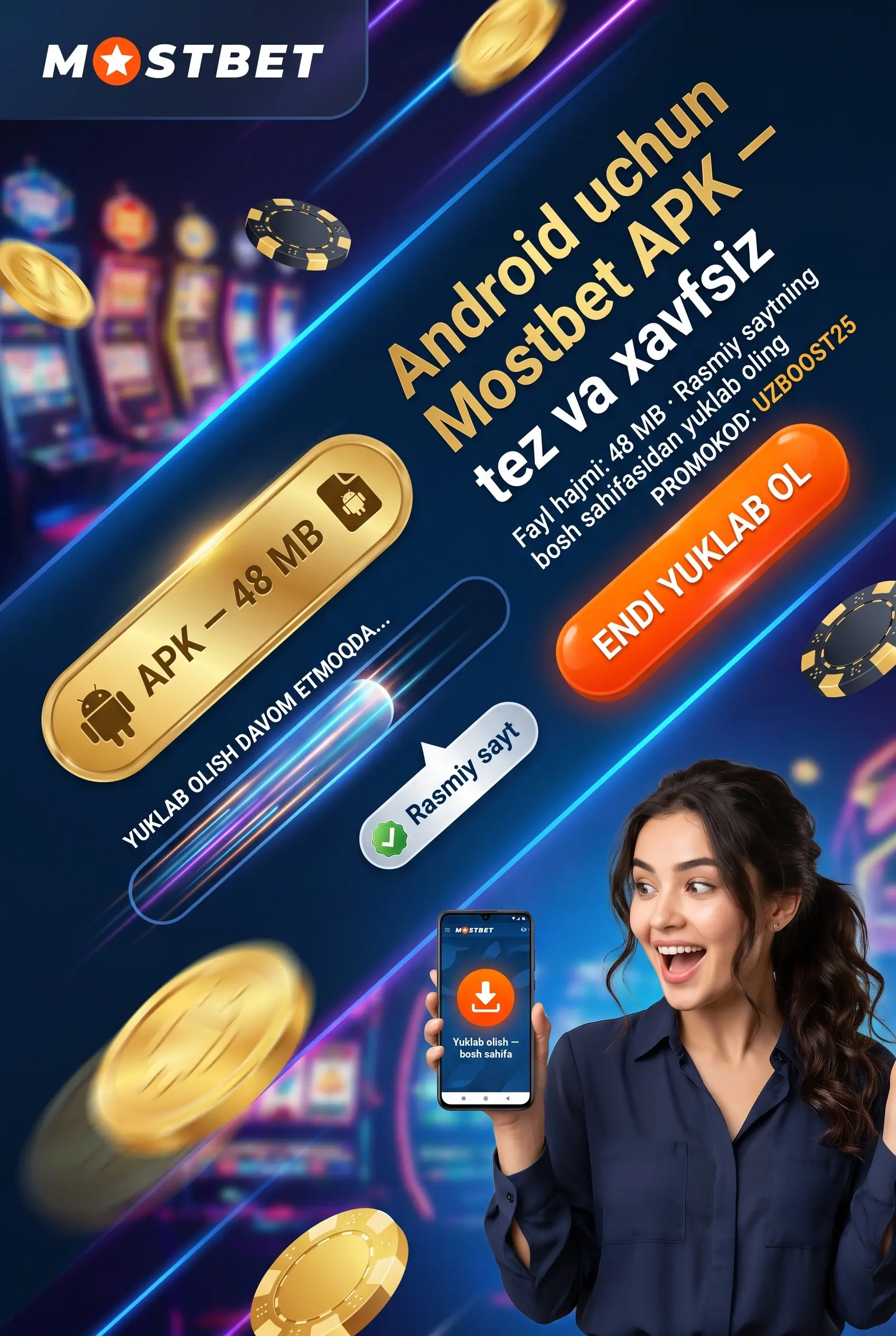 Mostbet ilovasini Android'ga yuklab olish APK