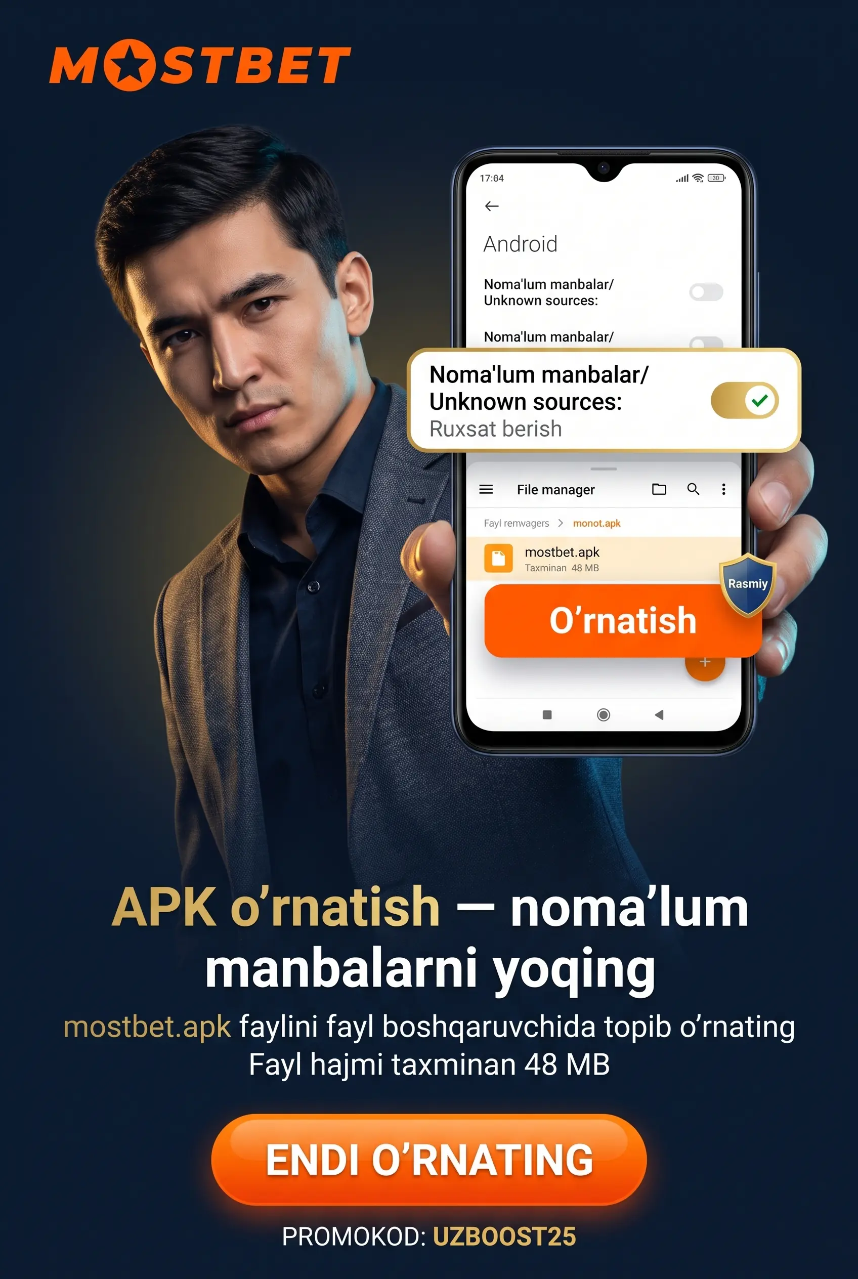 Android APK ni Unknown Sources orqali o'rnatish
