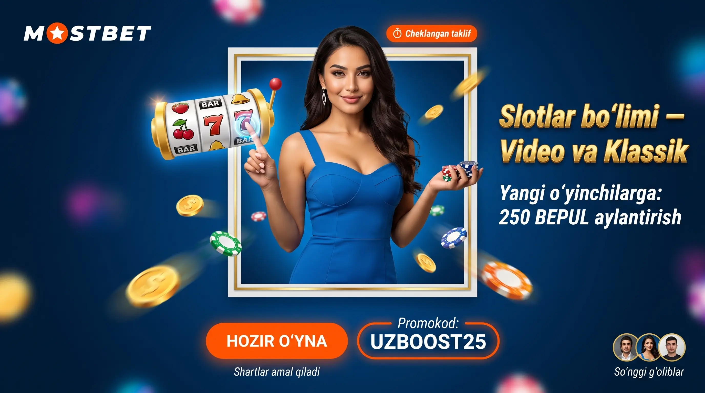 Mostbet slot o'yinlari va 250 bepul aylanish