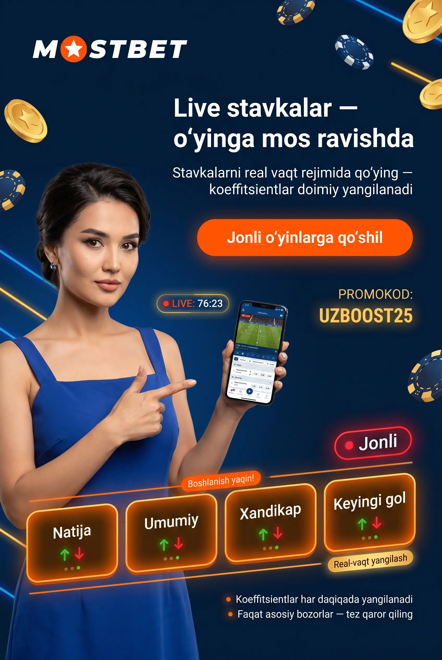 Live stavkalar imkoniyati